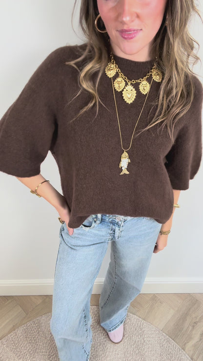 Bella knit chocolate brown