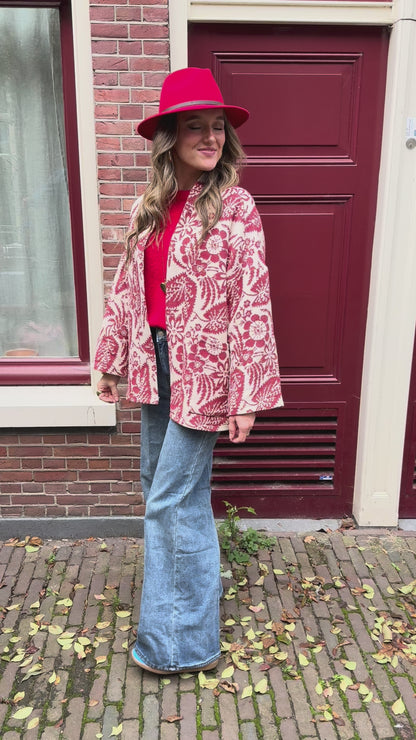 Mae jacket red/white print