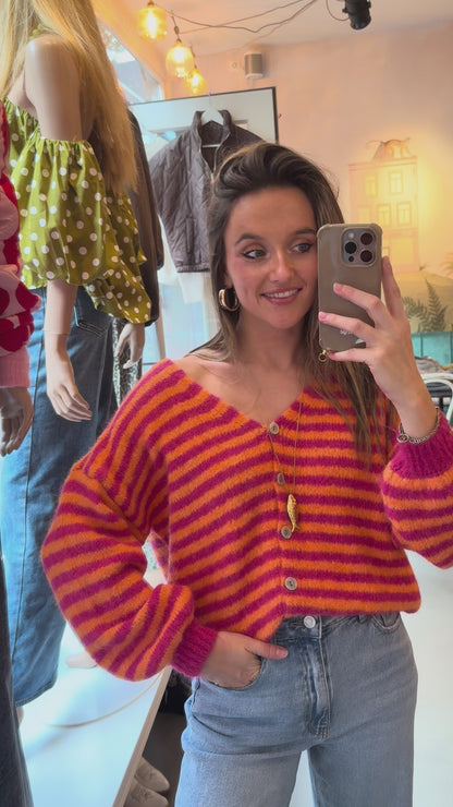 Maya knit striped (roze/oranje)