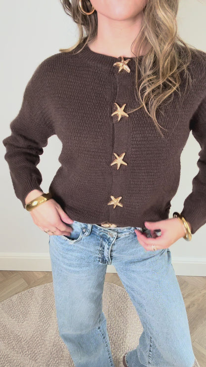 Stars cardigan chocolate brown
