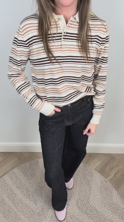 Striped polo brown/beige