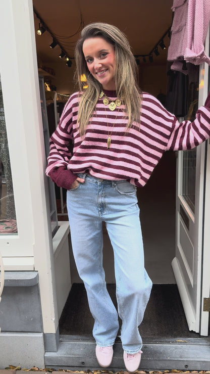 Pippa knit pink/burgundy striped