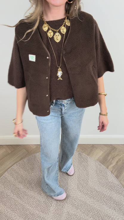 Luna teddy gilet choco