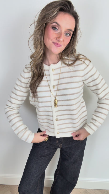 Jade cardigan striped beige/white