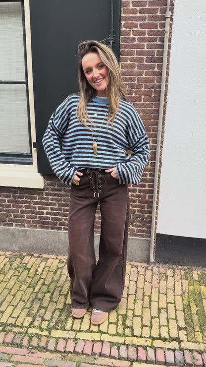 Abby knit brown/blue striped