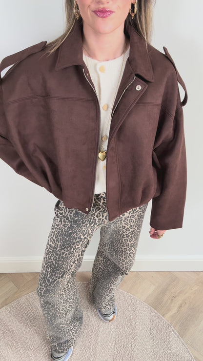 Noor suede jacket brown