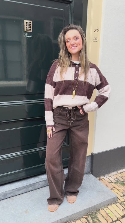 Charlotte knit brown/beige striped