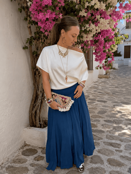 Puck maxi rok soepelvallend petrol - Project 35