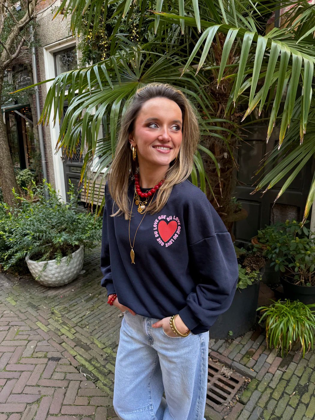 'Que du love' sweater navy - Project 35