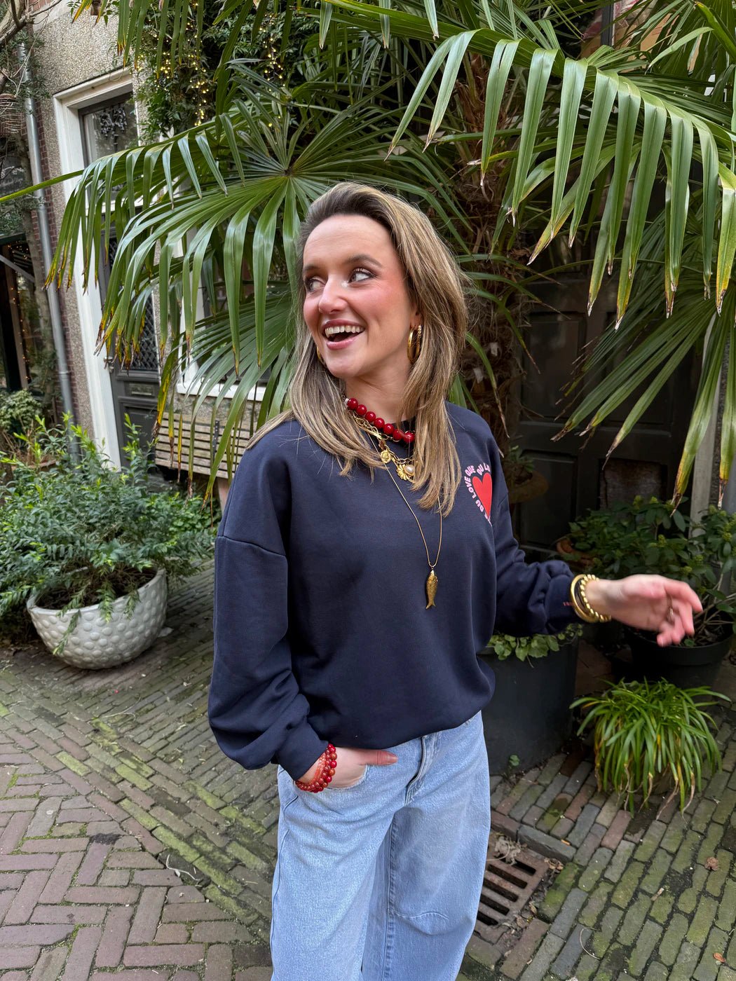 'Que du love' sweater navy - Project 35