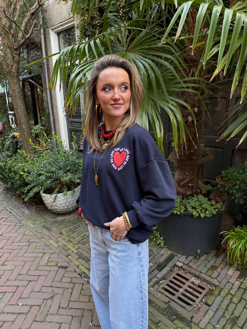 'Que du love' sweater navy - Project 35