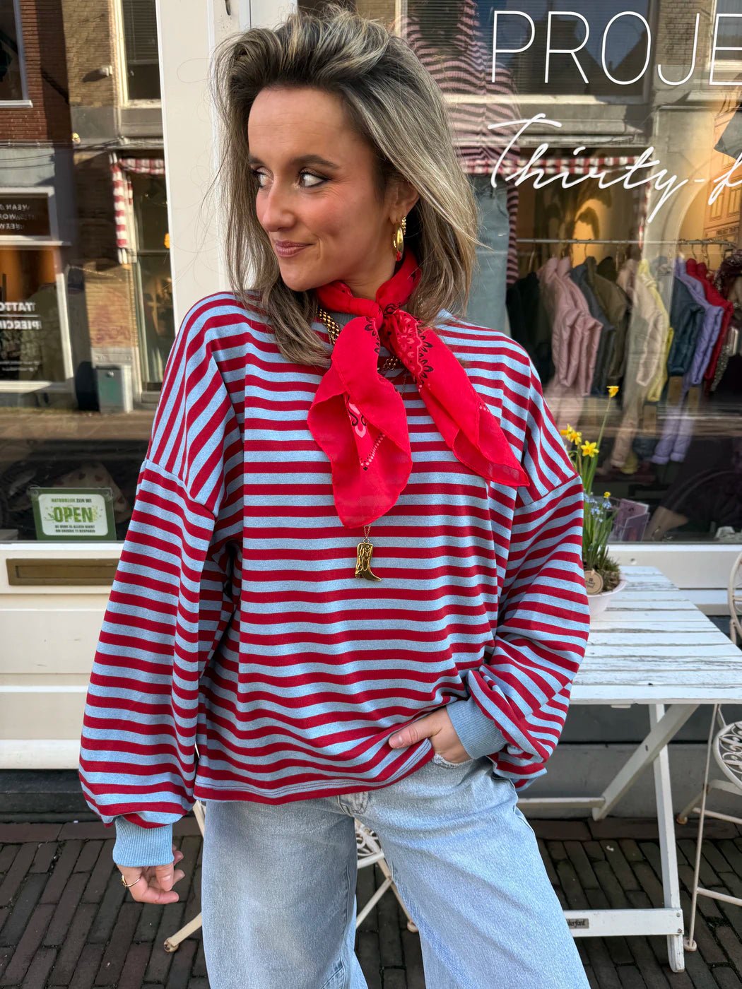 Rae longsleeve red/blue striped - Project 35