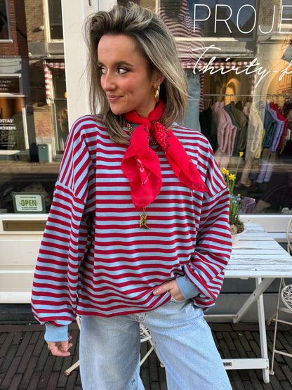 Rae longsleeve red/blue striped - Project 35