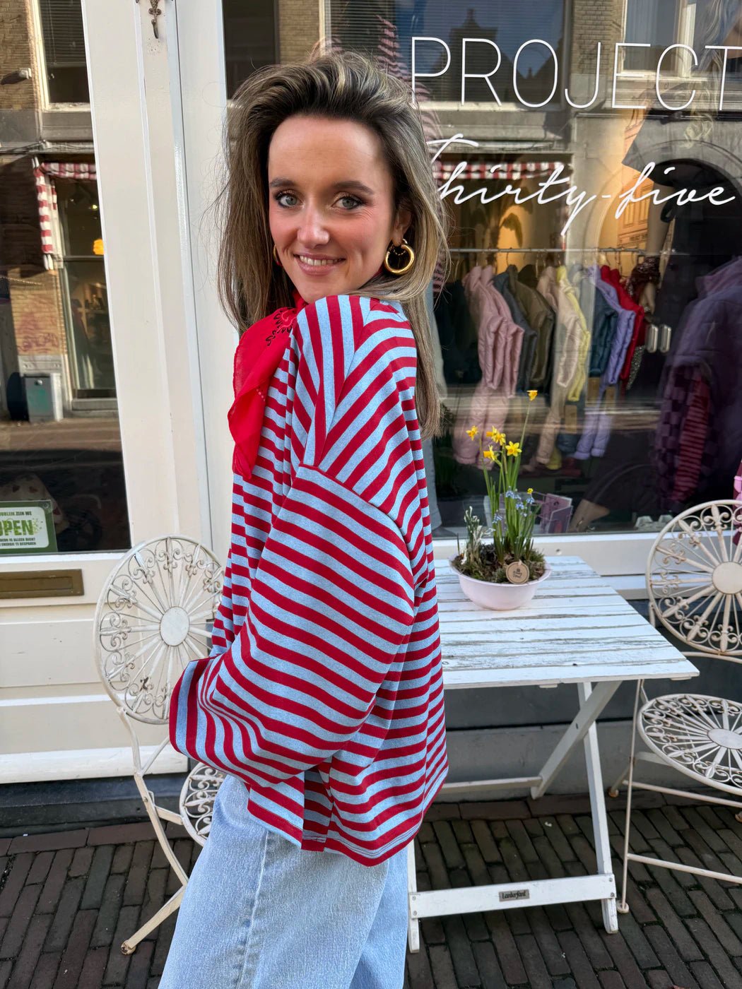 Rae longsleeve red/blue striped - Project 35