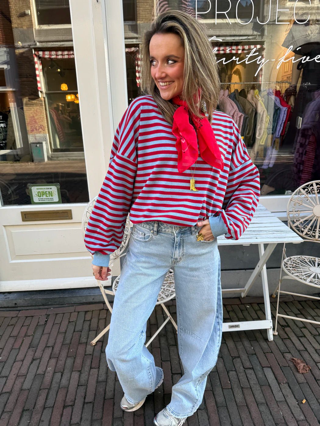Rae longsleeve red/blue striped - Project 35