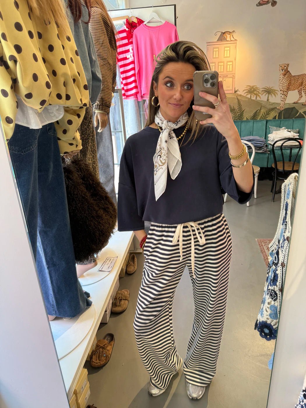 Rae striped comfy pants navy/white - Project 35