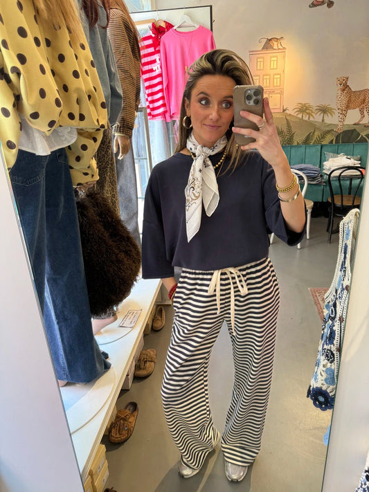 Rae striped comfy pants navy/white - Project 35