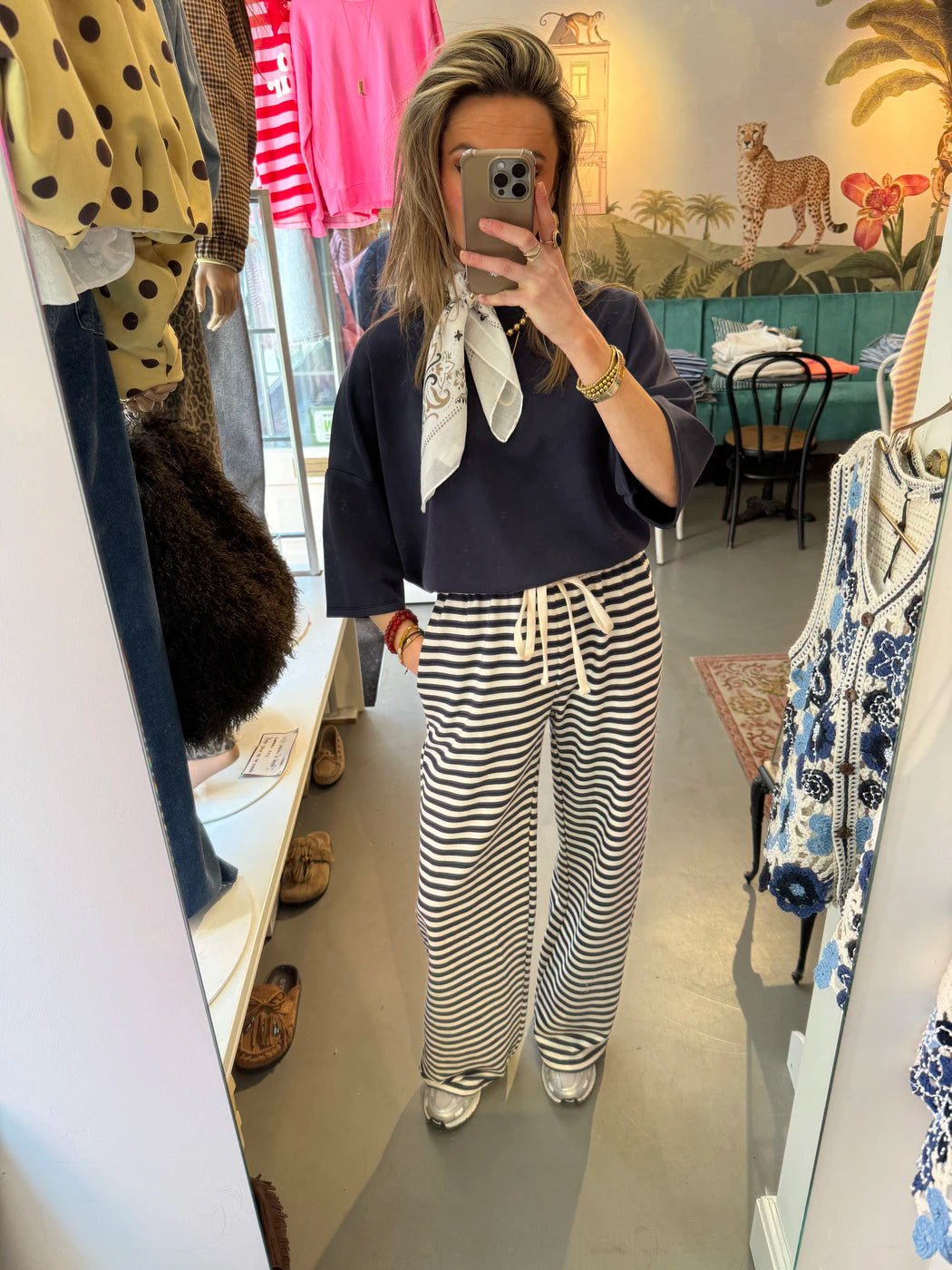 Rae striped comfy pants navy/white - Project 35
