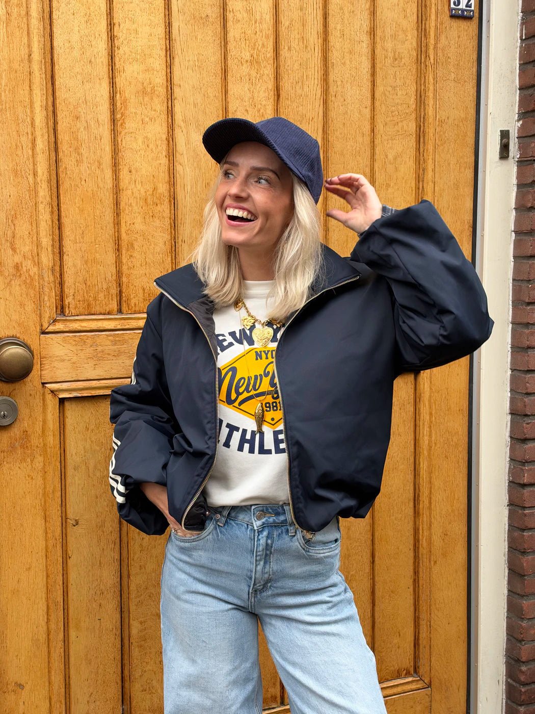 Riley gewatteerde bomber navy/wit streep - Project 35