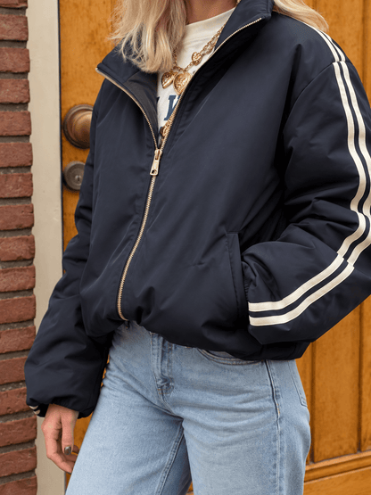 Riley gewatteerde bomber navy/wit streep - Project 35