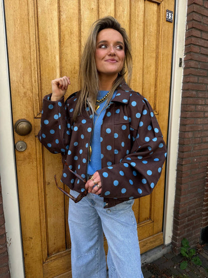 Romi polkadot bomber bruin/blauw - Project 35
