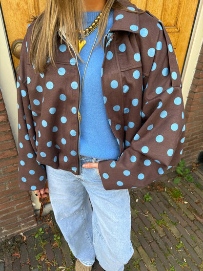 Romi polkadot bomber bruin/blauw - Project 35