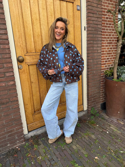 Romi polkadot bomber bruin/blauw - Project 35