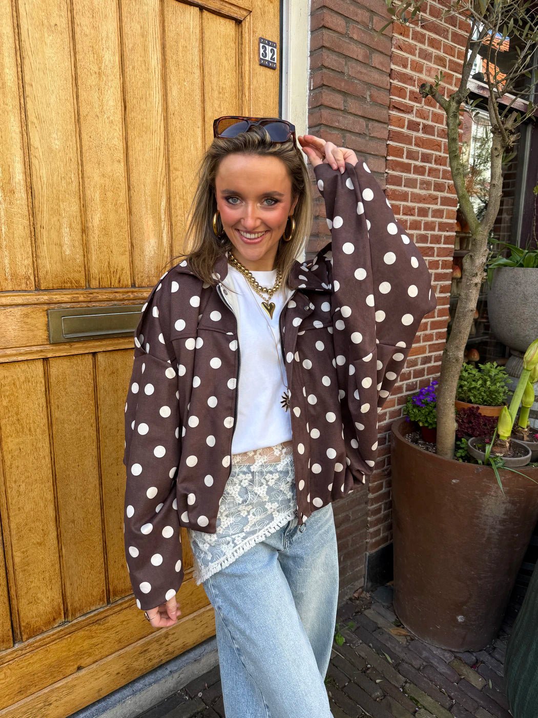 Romi polkadot bomber bruin/wit - Project 35