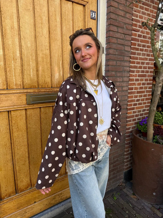 Romi polkadot bomber bruin/wit - Project 35