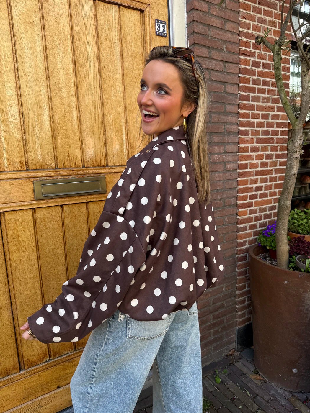 Romi polkadot bomber bruin/wit - Project 35