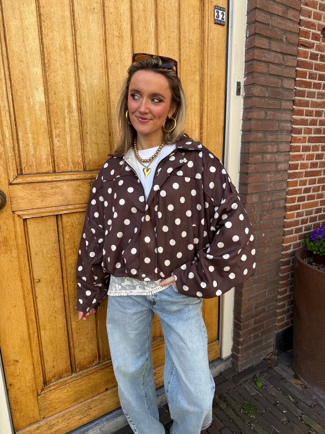 Romi polkadot bomber bruin/wit - Project 35