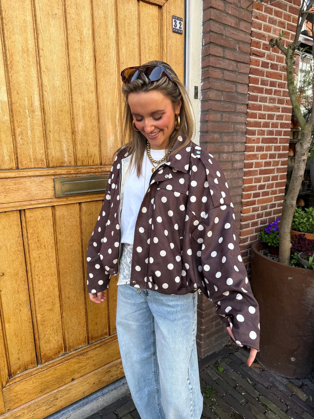 Romi polkadot bomber bruin/wit - Project 35