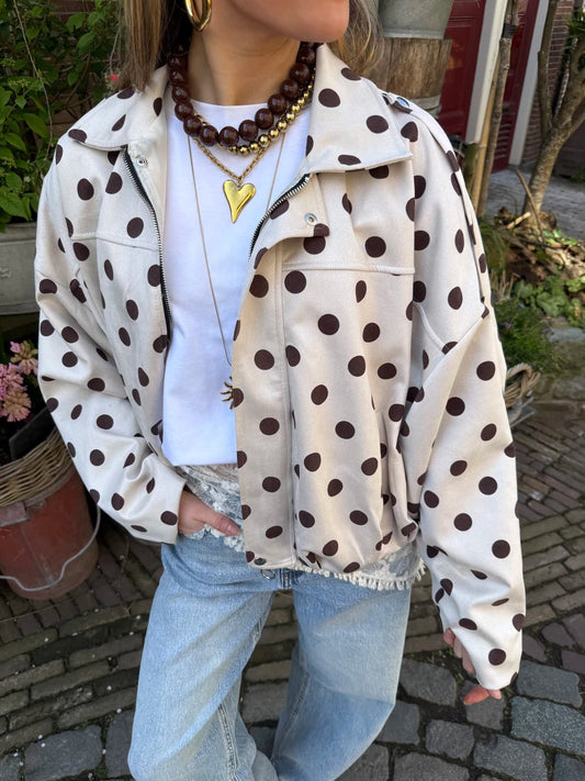 Romi polkadot bomber ecru/bruin - Project 35