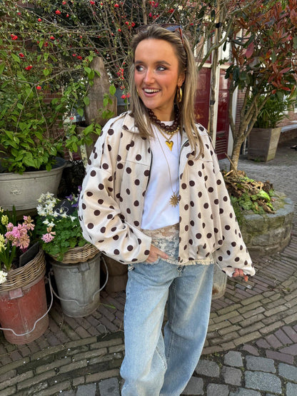 Romi polkadot bomber ecru/bruin - Project 35