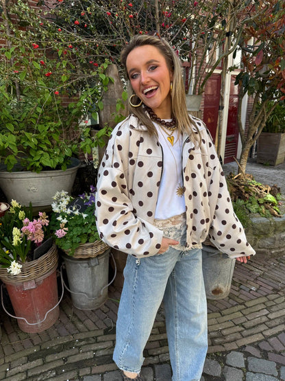 Romi polkadot bomber ecru/bruin - Project 35