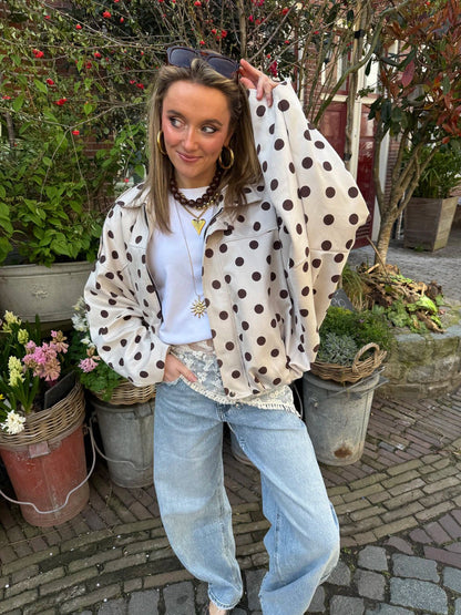 Romi polkadot bomber ecru/bruin - Project 35