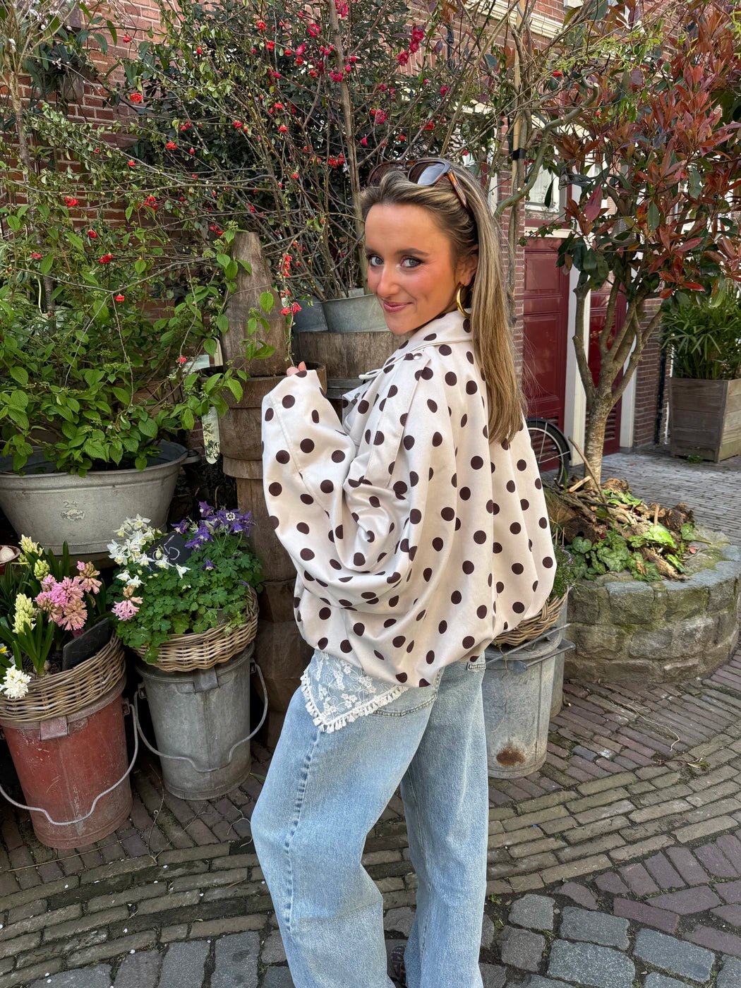 Romi polkadot bomber ecru/bruin - Project 35