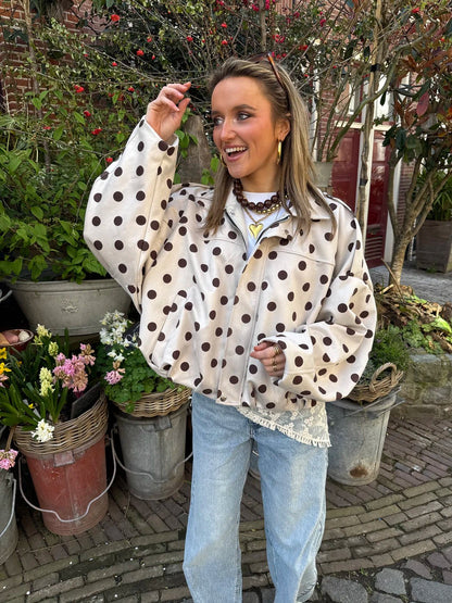 Romi polkadot bomber ecru/bruin - Project 35