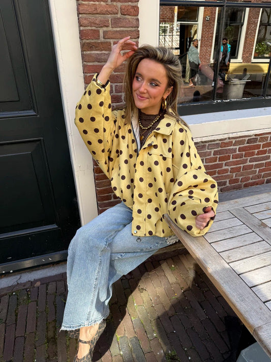 Romi polkadot bomber geel/bruin - Project 35