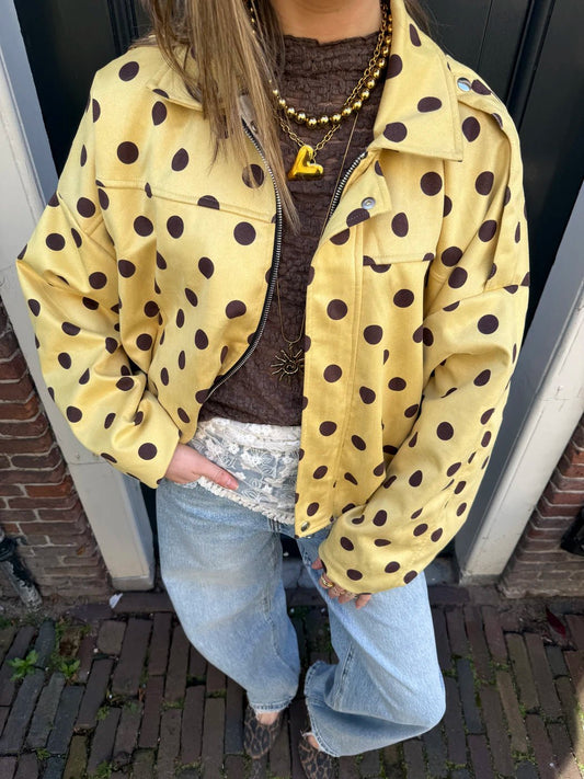 Romi polkadot bomber geel/bruin - Project 35