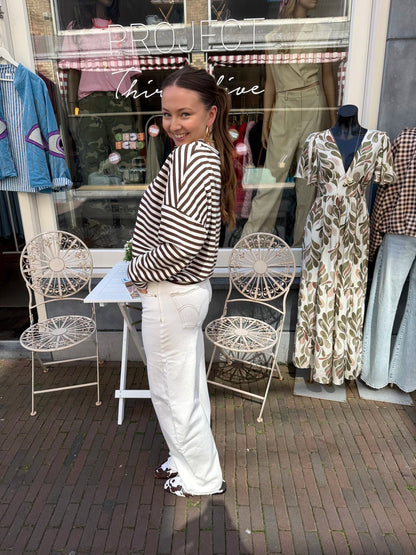 Roos gestreepte longsleeve bruin/wit - Project 35