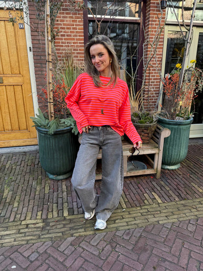 Roos longsleee pink/orange striped - Project 35