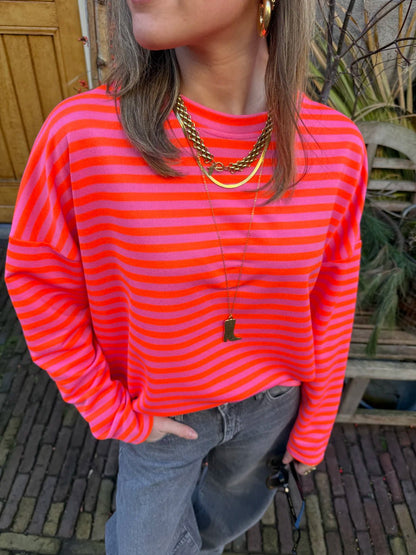 Roos longsleee pink/orange striped - Project 35
