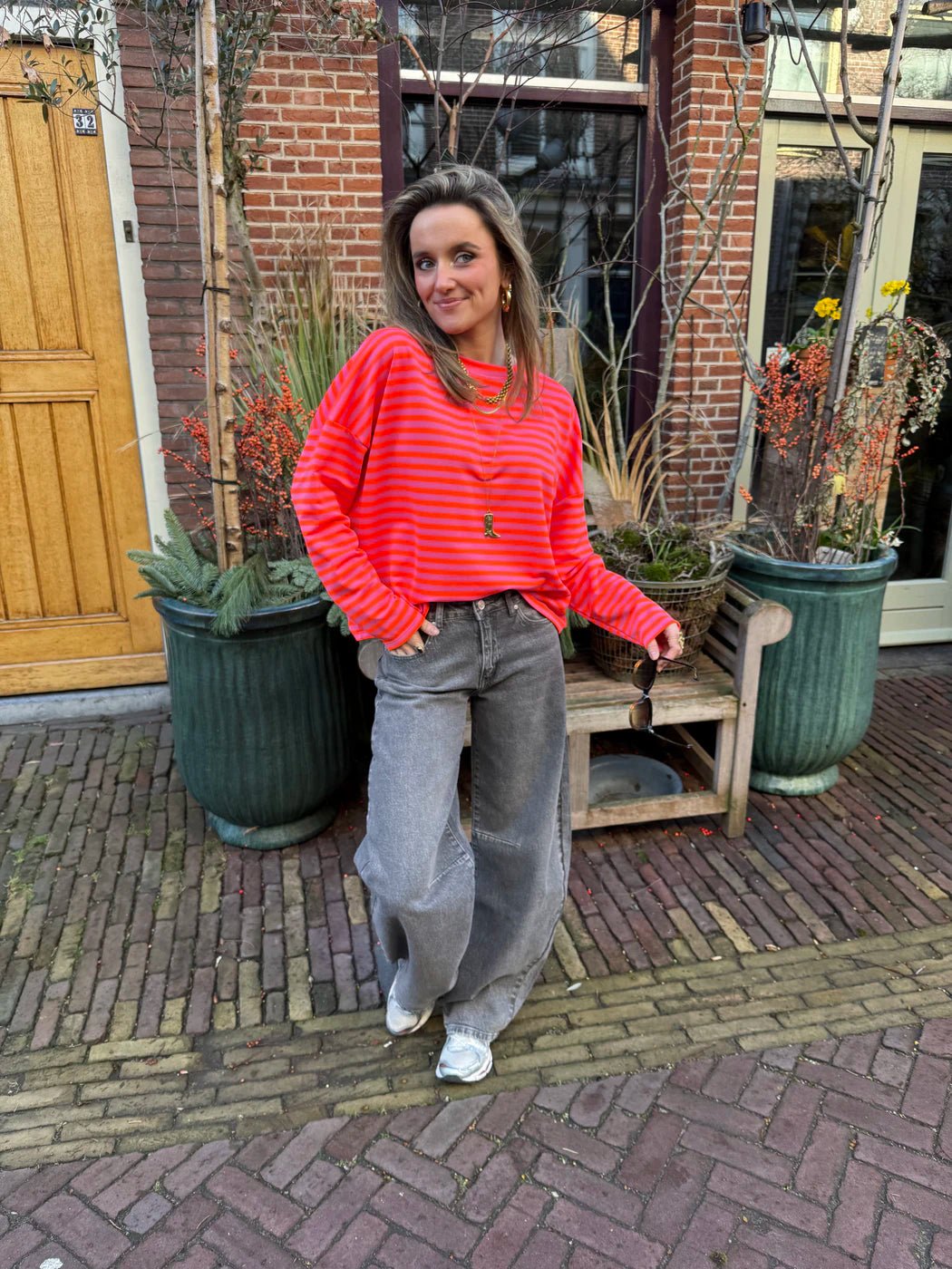 Roos longsleee pink/orange striped - Project 35