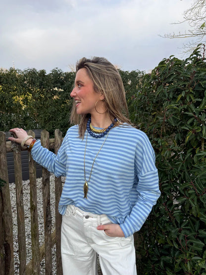 Roos longsleeve blue/light blue striped - Project 35