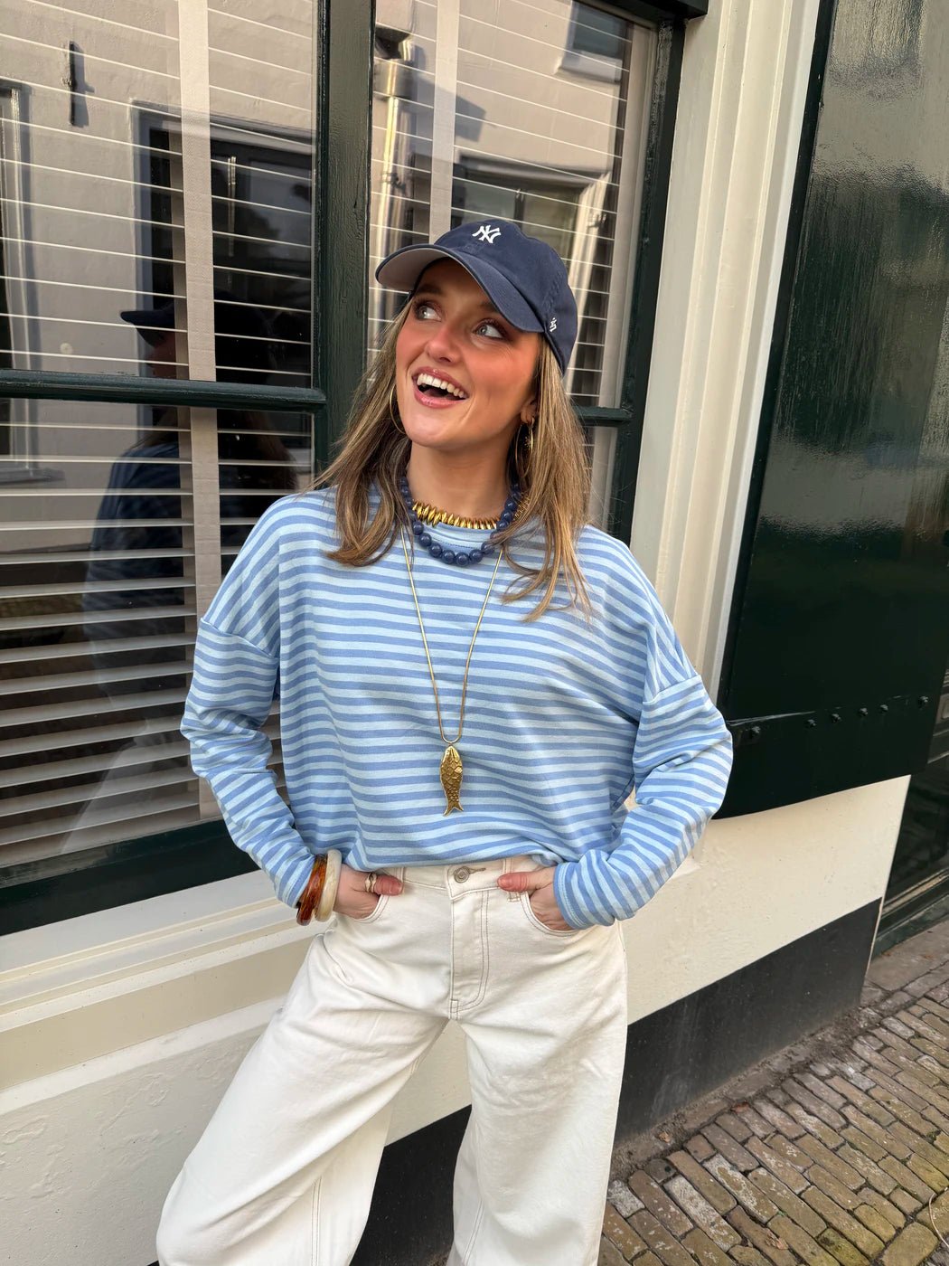 Roos longsleeve blue/light blue striped - Project 35