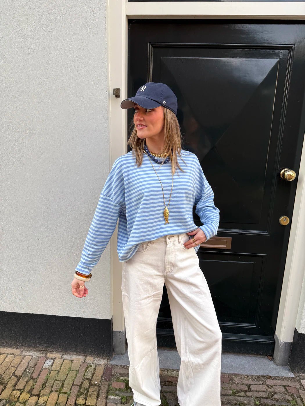 Roos longsleeve blue/light blue striped - Project 35