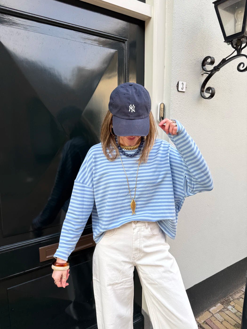 Roos longsleeve blue/light blue striped - Project 35