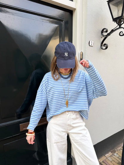 Roos longsleeve blue/light blue striped - Project 35