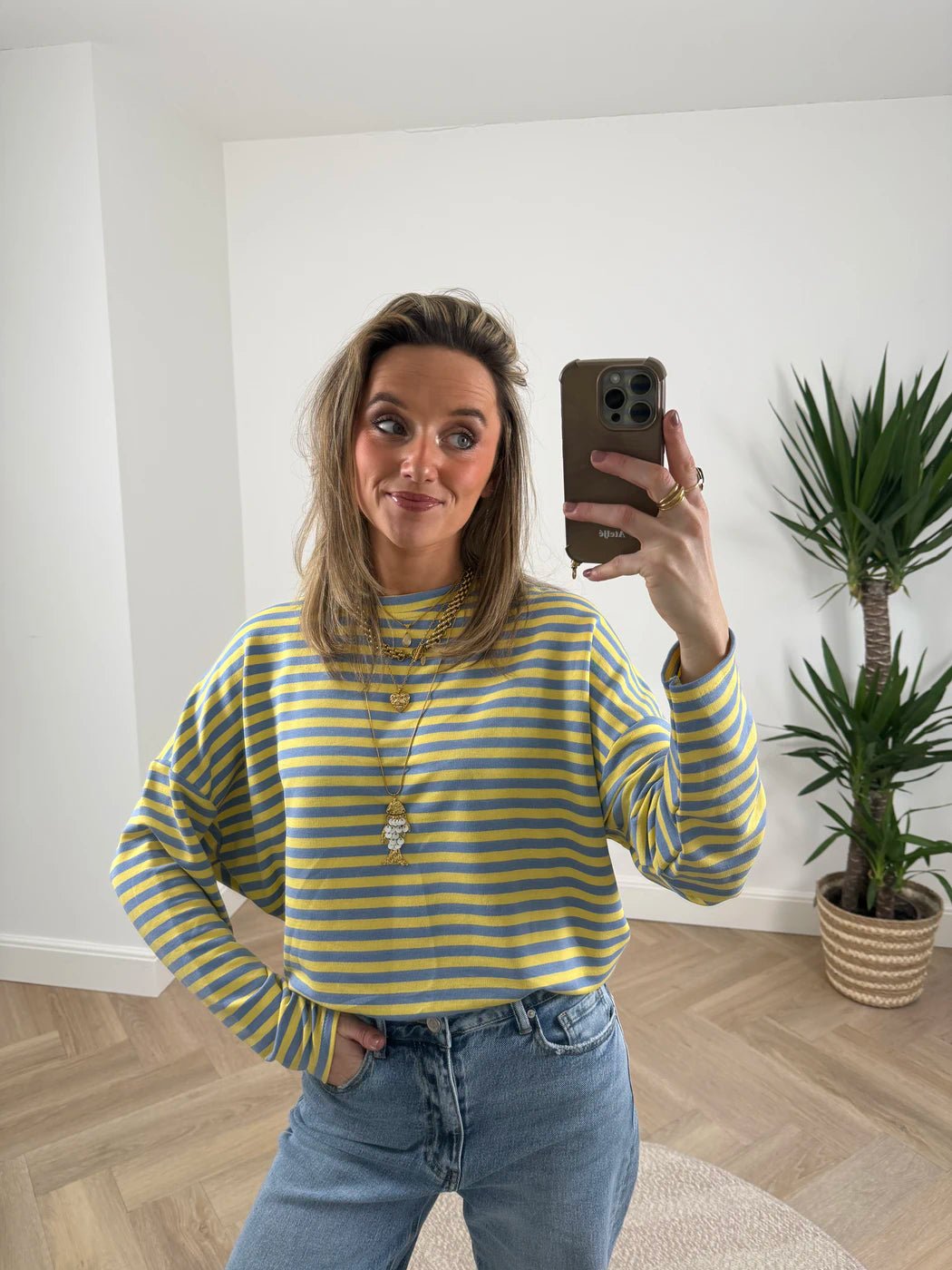 Roos longsleeve blue/yellow striped - Project 35
